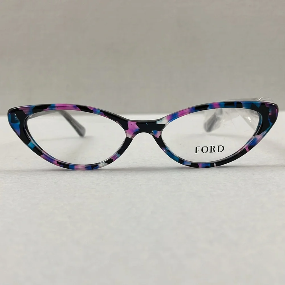 NEW David Ford cateye eyeglass frame with case, lens cloth, and box.